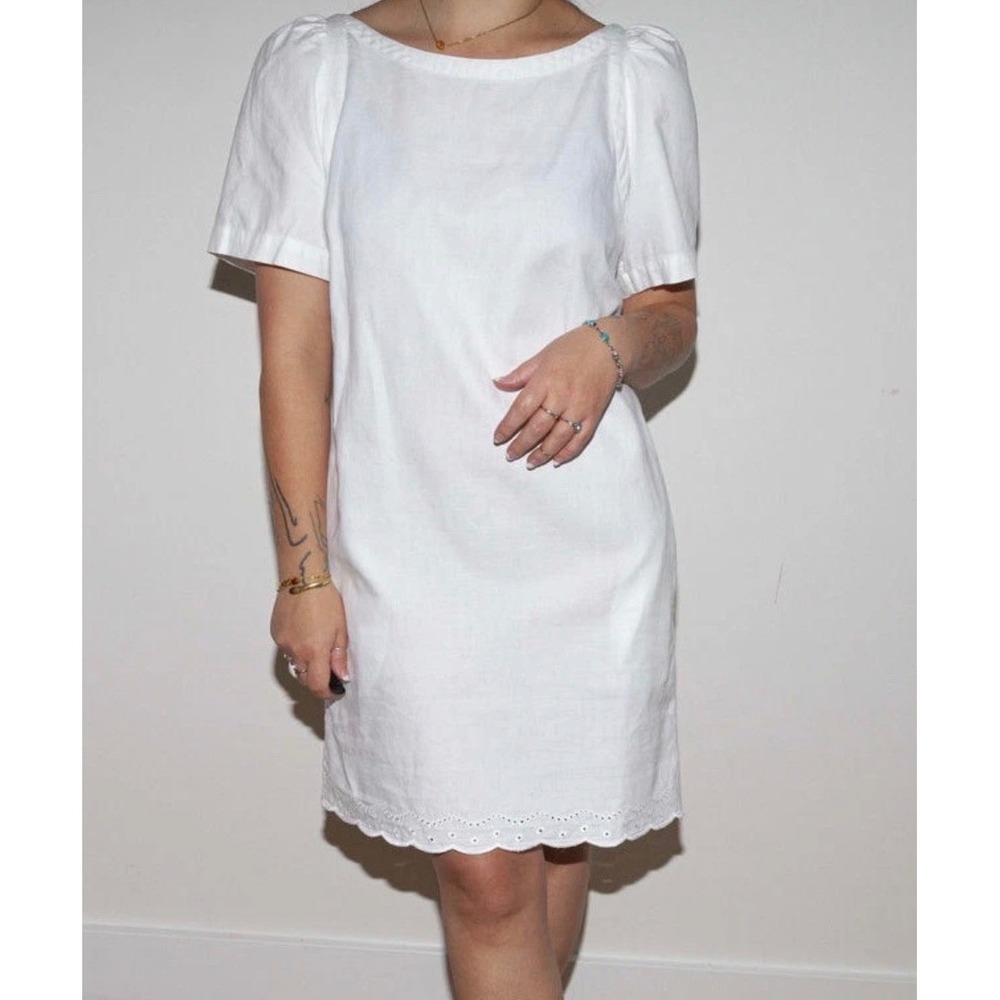 See by Chloe Dress Eyelet Lace Up Back Cotton Size 10 White Women's